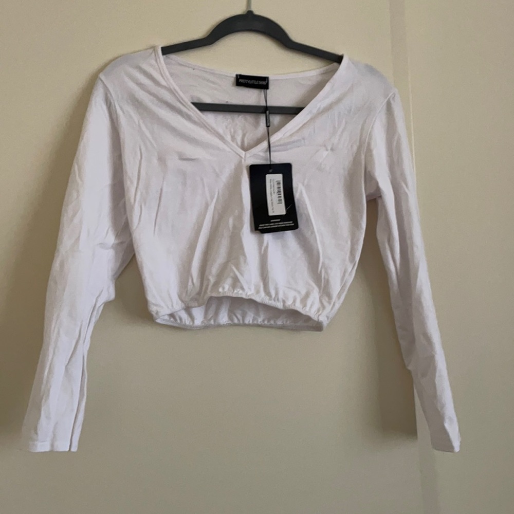 Basic white longline long sleeve top